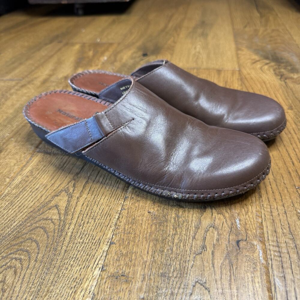 Naturalizer Leather Slip On Clogs Shoes Women's Comfort Brown Open Back Women 10 - Picture 2 of 7